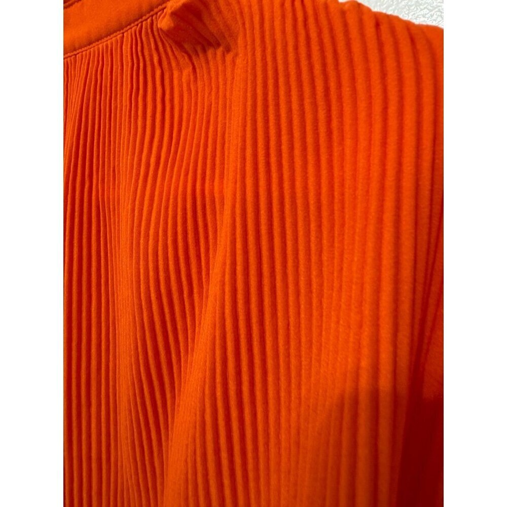 PrettyLittleThing Orange Ribbed Button-Front Blouse - Picture 6 of 8